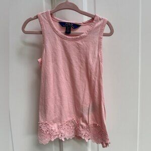 Polo by Ralph Lauren 3T Girls Pink Lace Trim Tank Top Blouse Shirt